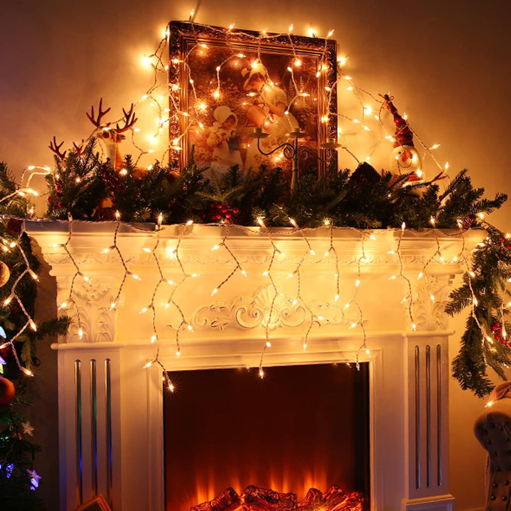Christmas Icicle Lights, 35Ft 300 Count Incandescent, Warm White