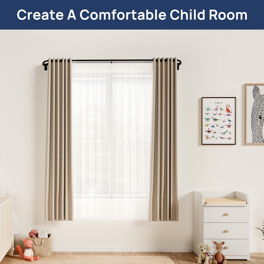 28-48" Double Curtain Rod for Blackout, Quick Release, Black
