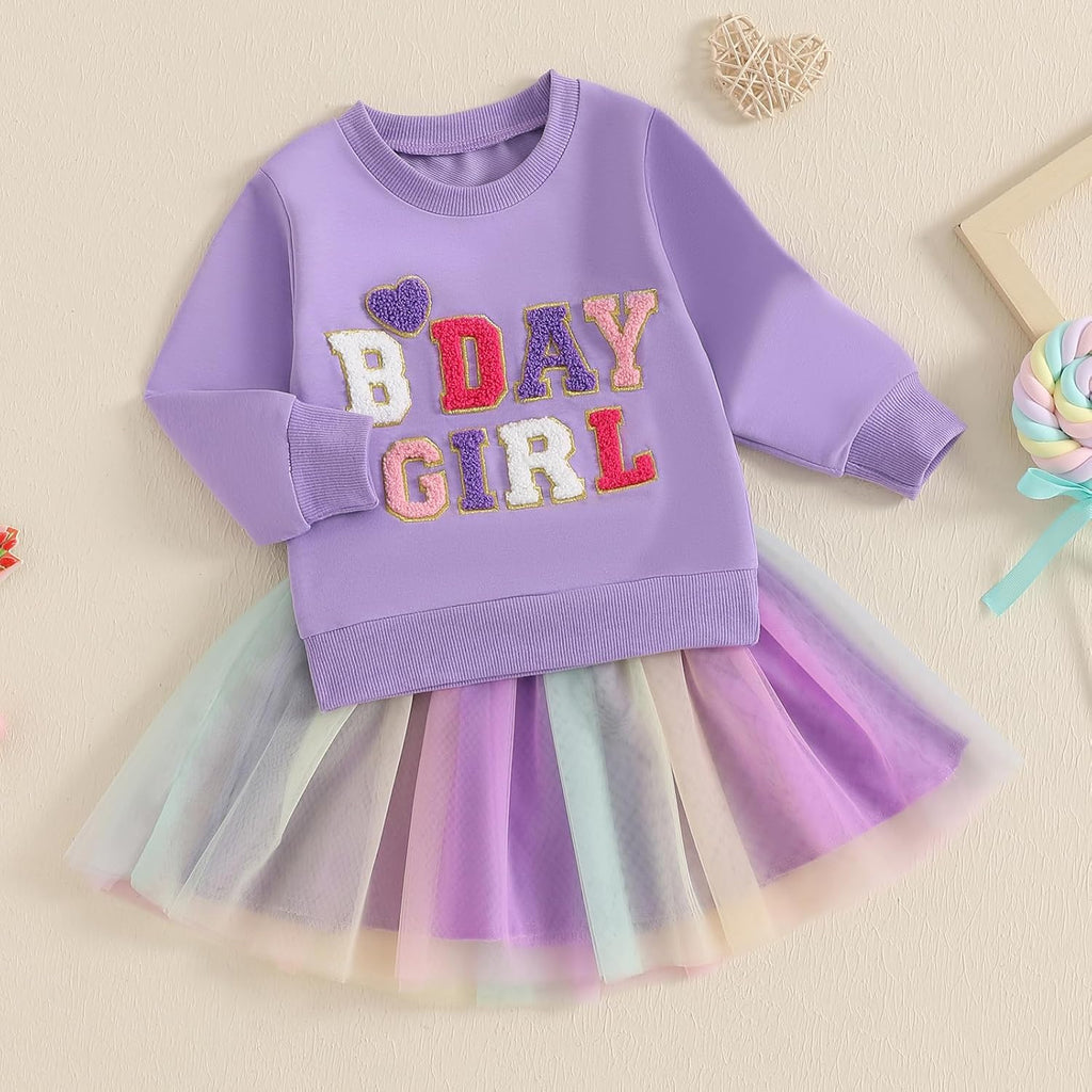 Toddler Baby Girl Birthday Outfit Birthday Girl Shirt Tutu Skirt