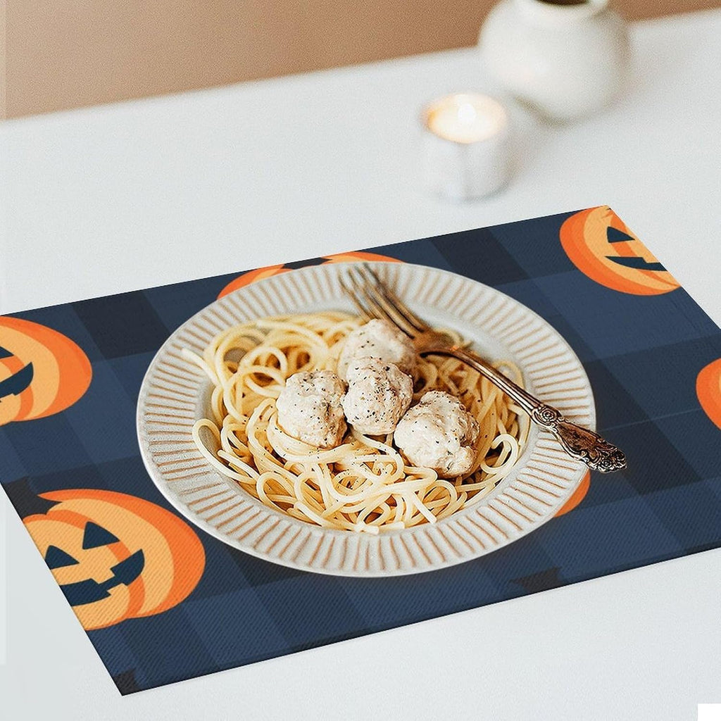 Round Pumpkin Graphic PVC Placemat Washable Dining Table Mat