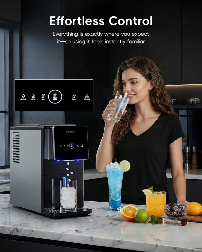 Nugget Ice Makers Dispenser 40 lbs Per Day Pebble Sonic Ice Machine Countertop, Touch-Free Ice, Self-Cleaning