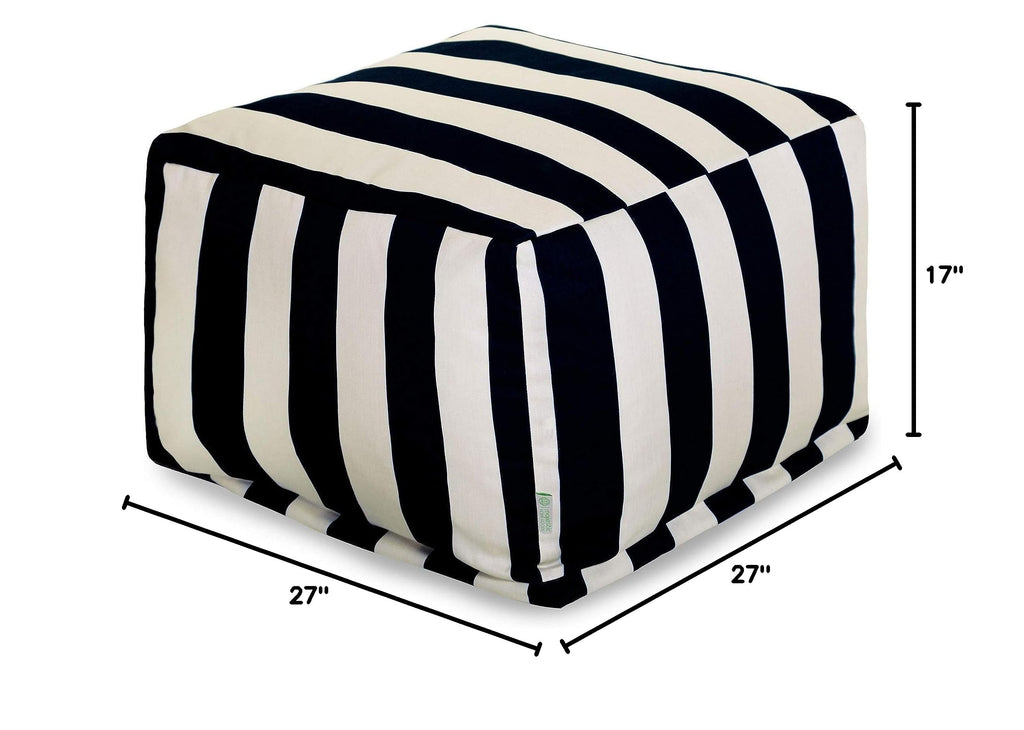 Goods Vertical Stripe-Black ottoman, pouf, cube, Large