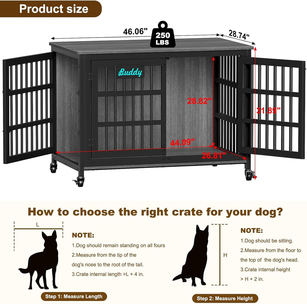 Heavy Duty Dog Crate Furniture on Lockable Wheels