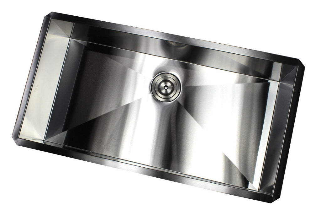 36 Inch Zero Radius Design 16 Gauge Undermount Single Bowl Stainless Steel Kitchen Sink Premium Package