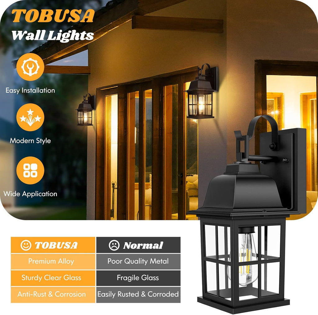 2-Pack Outdoor Light Fixtures, 100% Aluminium Waterproof Exterior Wall Lantern