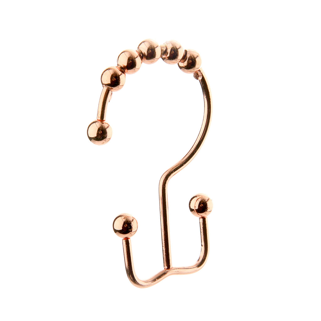 2lbDepot Copper Shower Curtain Hooks Rings, Premium Rust-Resistant Stainless Steel Metal, Double Dual Sided Hooks