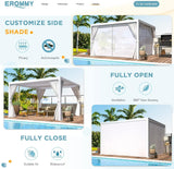 Louvered Pergola 10x10, Outdoor Aluminum Pergola with Adjustable Rainproof Roof for Garden, Patio, Deck