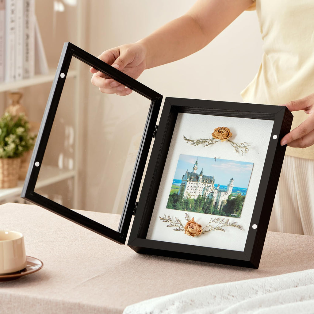 8x10 Black Deep Shadow Box Picture Frame with HD Clear Glass