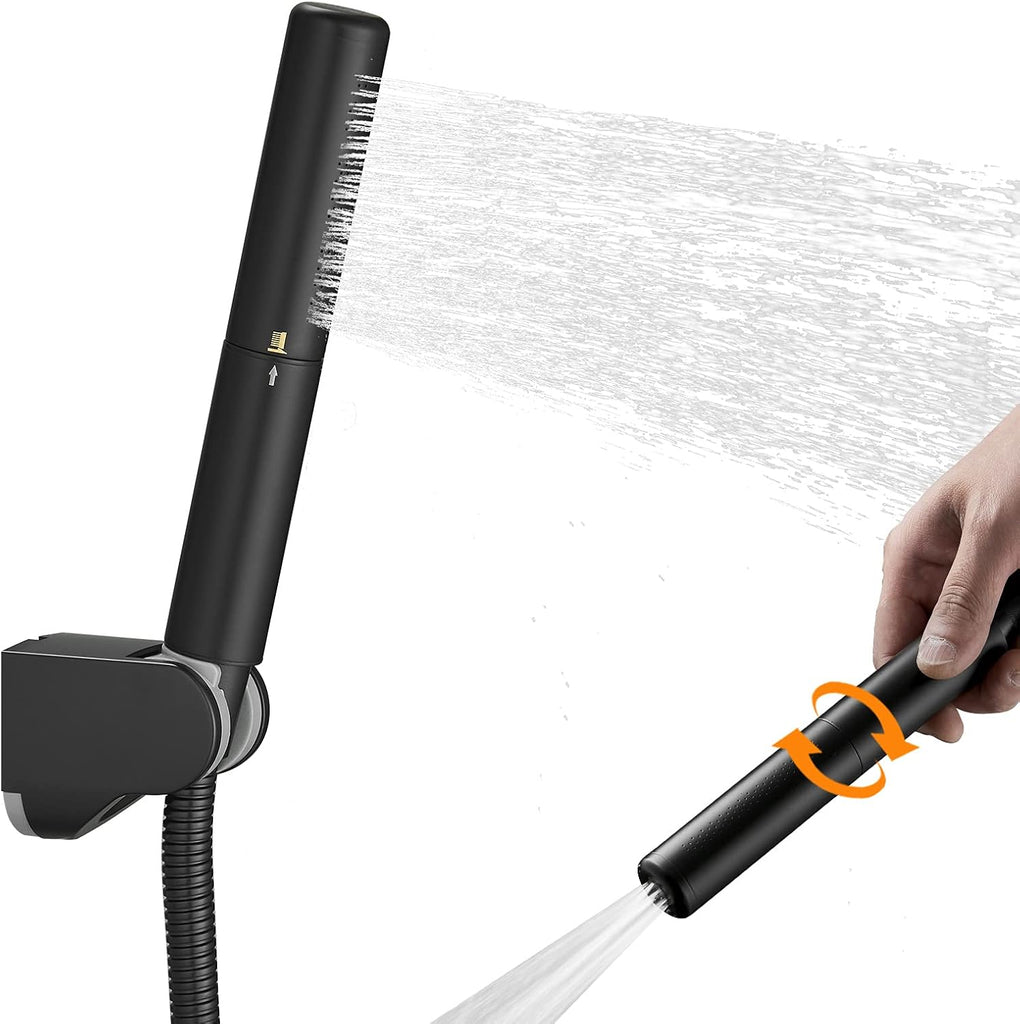 Black Brass 2 In 1 Function Handheld Shower Head Set High Pressure 7 Inch Shower Head High Flow Hand Shower Wand with