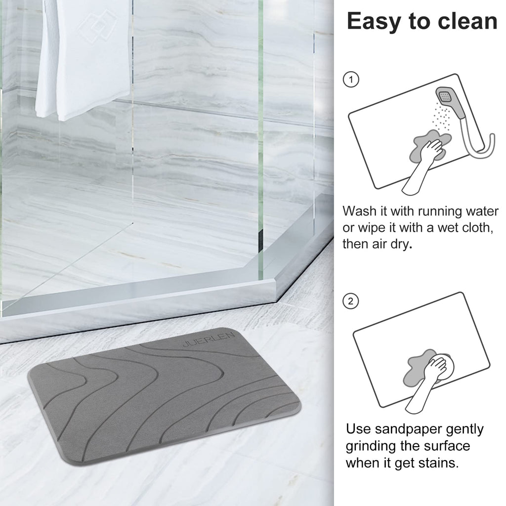 2 Pack Diatomaceous Earth Shower Mat, Stone Bath Mat, Nonslip Super Absorbent Fast-Drying Hard Bath Mat Shower Floor
