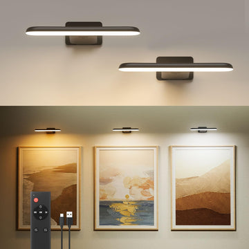 2 Pack Picture Lights for Wall Rechargeable, Picture Frame Lights