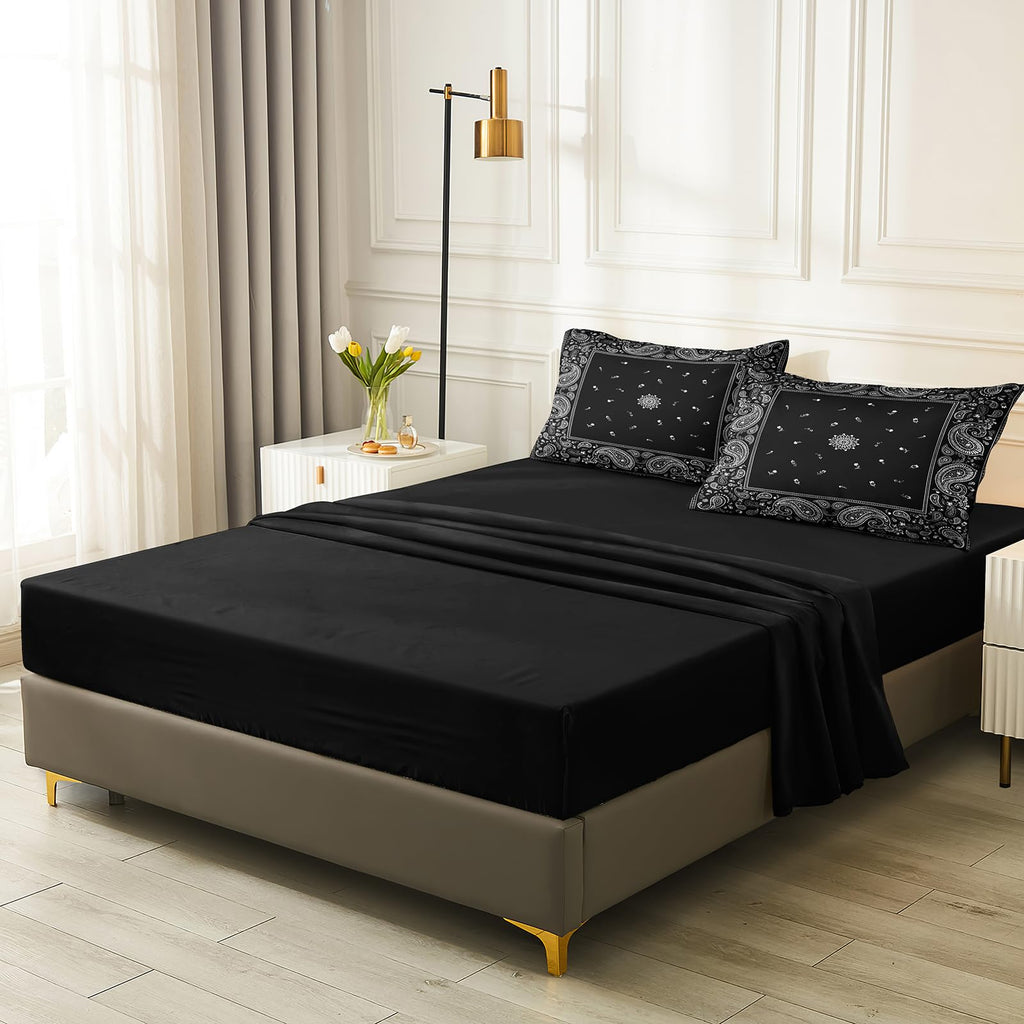 Paisley Comforter Set King Size 8 Pieces Bed in a Bag Black Comforter King Bohemian Style Black and White Bedding Set