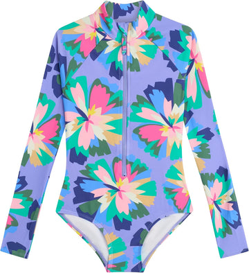 Surf Girls' Laurel Beach Sport UPF 50 Zip Front One Piece Swimsuit