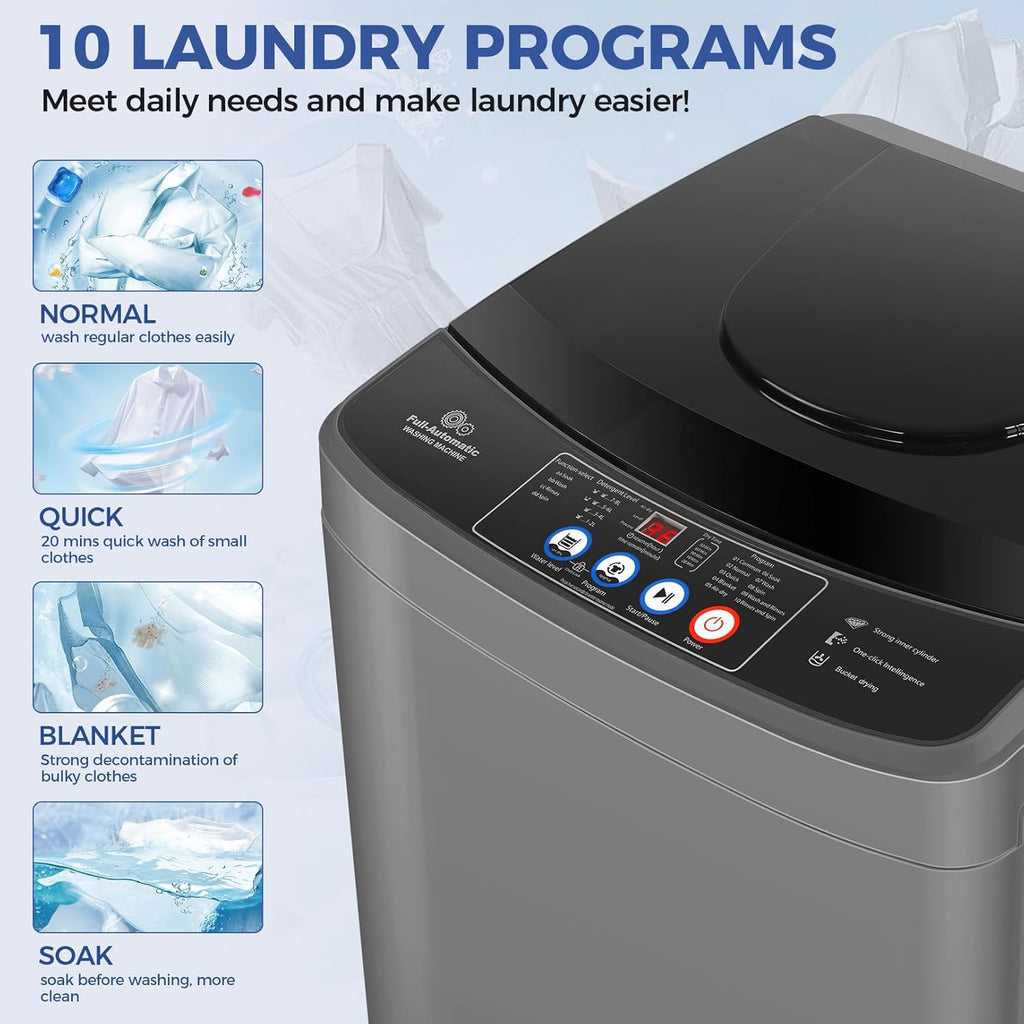 Portable Washing Machine, 20Lbs Capacity Full-Automatic Portable Washer Machine, 2.8Cu.ft Washer and Dryer Combo with