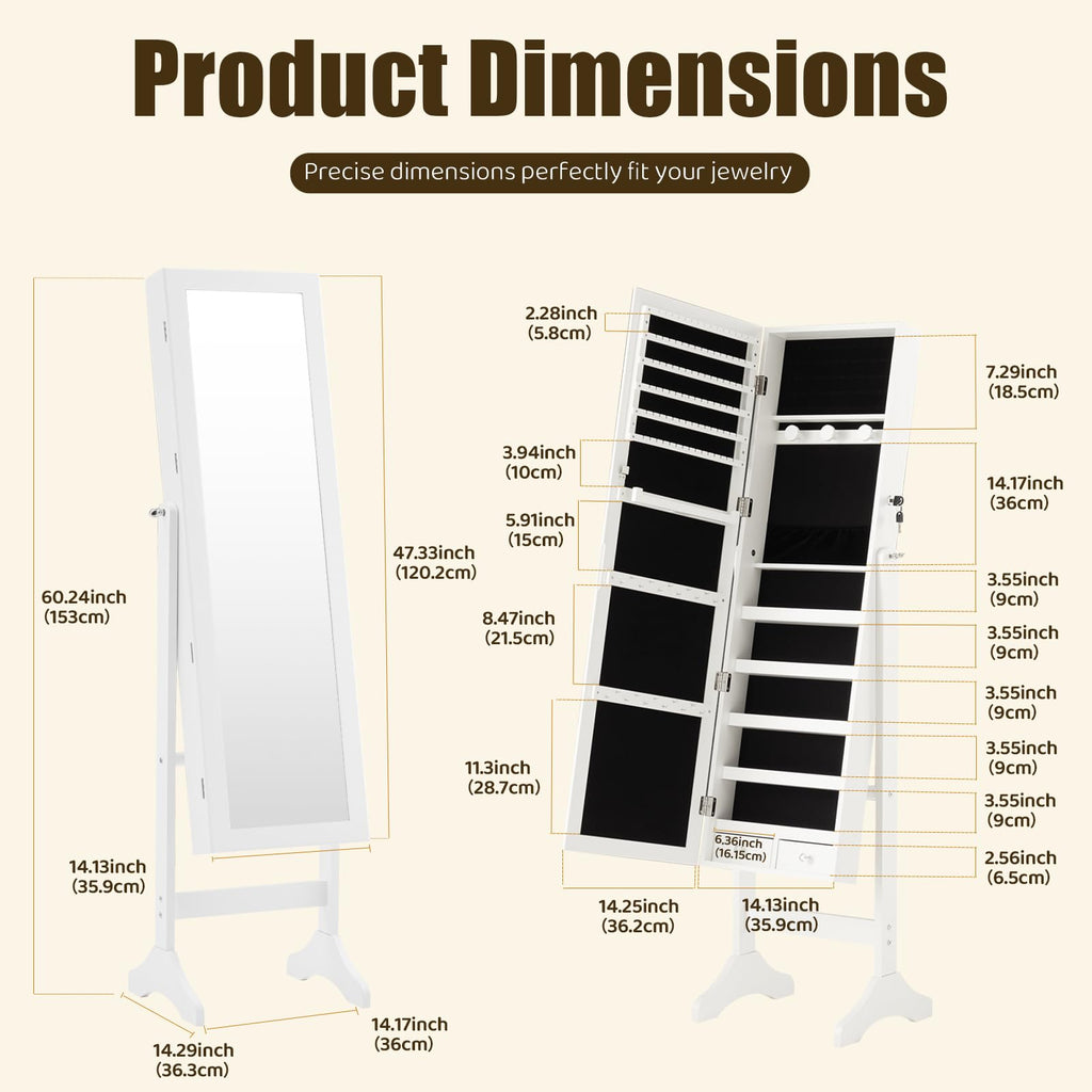 Jewelry Armoire Cabinet, Jewelry Organizer, Freestanding