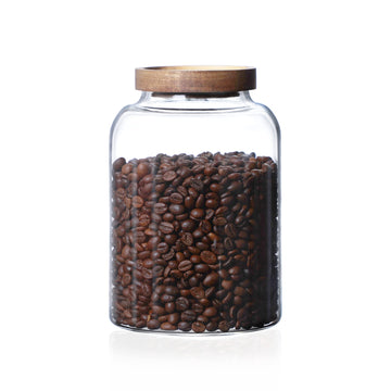 66FL Oz Glass Storage Container with Wood Lid Large Decorative Organizer Bottle Canister Pantry Jar with Air