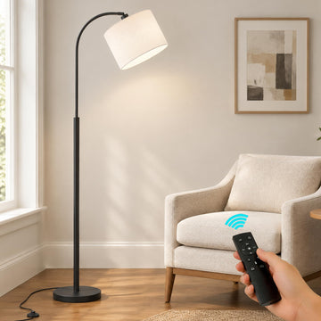 Black Arc Floor Lamps with Remote, Mid Century Modern Lamp