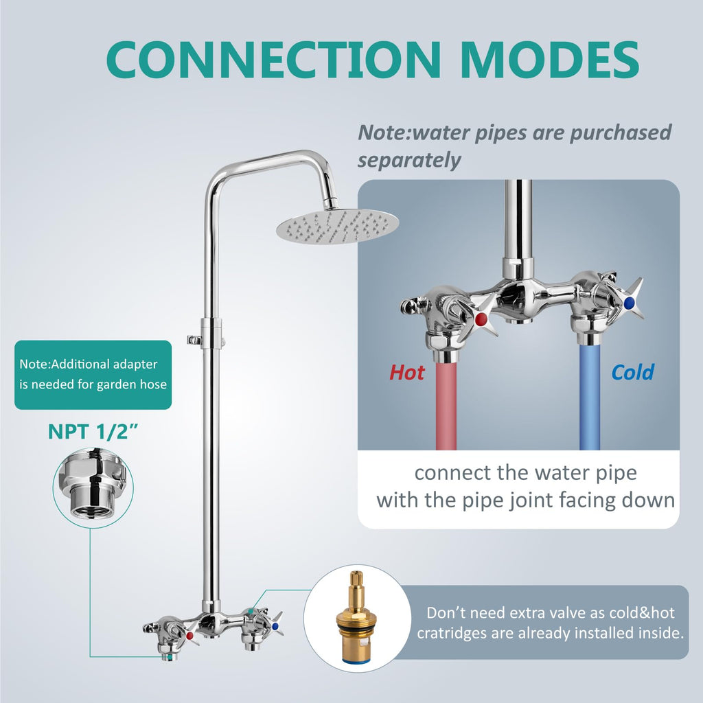 Outdoor Shower Kit 8 Inch Head,Polish Chrome