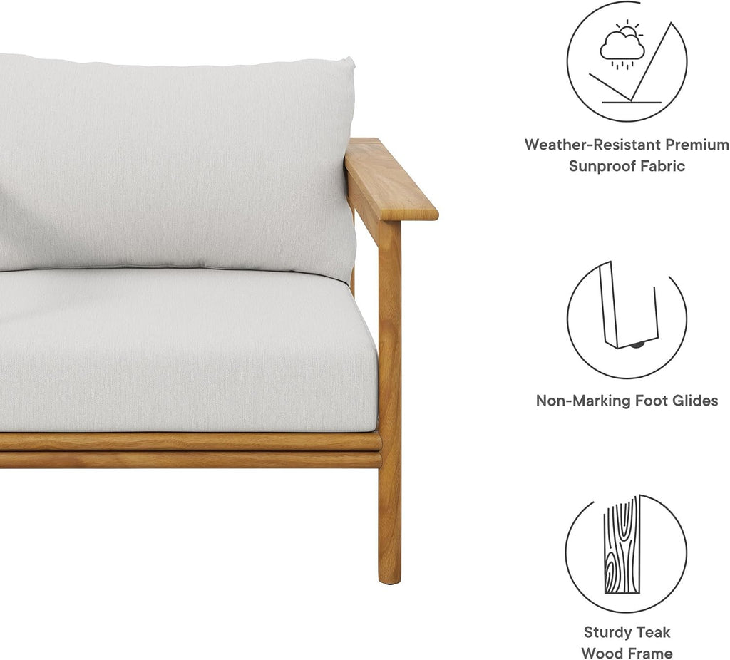 Wren Teak Wood Outdoor Armchair in Natural Sail