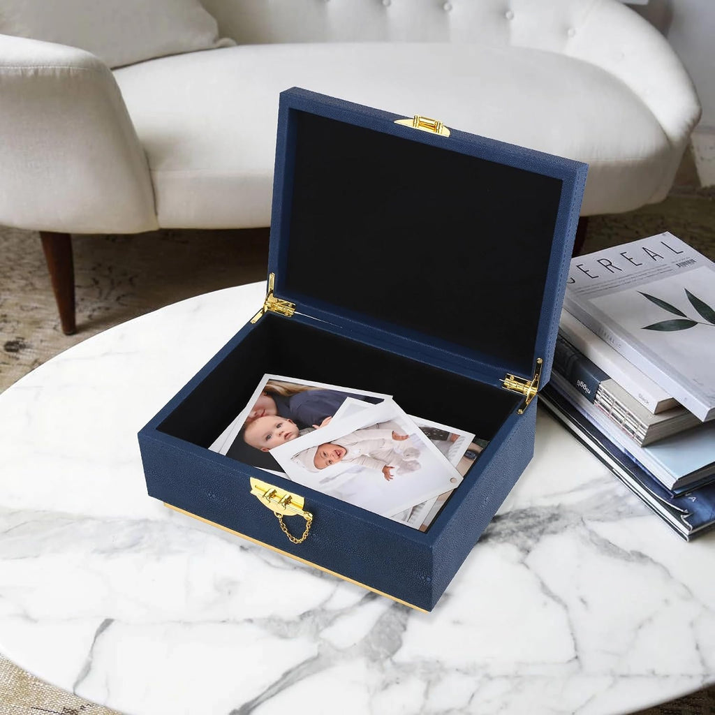 Elegant Faux Leather Decorative Box, Storage Jewelry Box Organizer, Large Dresser Cosmetic Organizer Holder, Classic