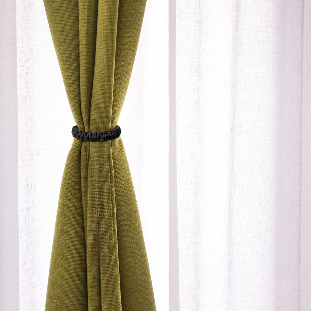 Braided Curtain Tiebacks Boho Elegant Rustic Curtain Holdbacks Tie Backs Holders Set Simple Light Weight - 6 Pack