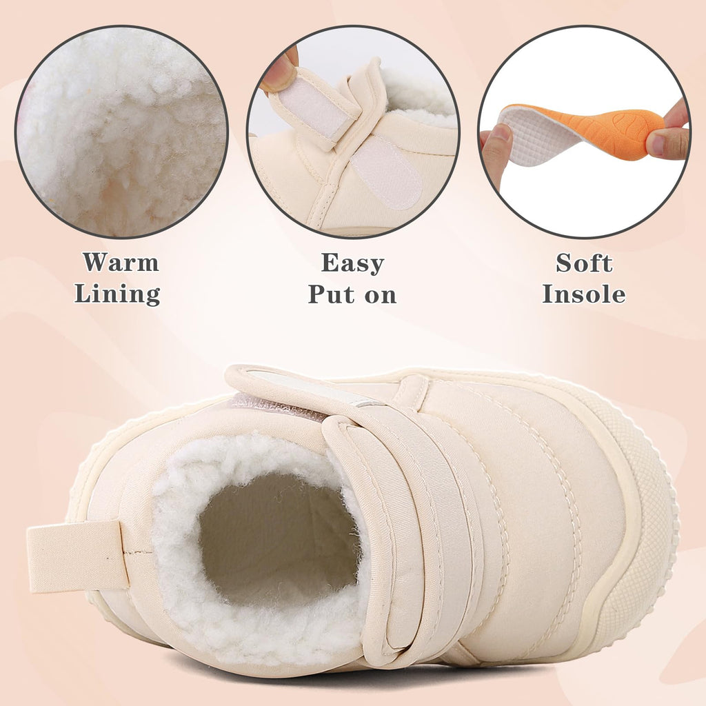 Baby Winter Warm Shoes for Infant Boys Girls Toddler Plush Lining Snow Boots Soft Sole Non-Slip Walking Shoes Outdoor