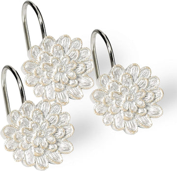 Rose Vine Shower Hooks Set - Curtain Rings with Unique Design - 12 Resin Hooks for Customizing Your Shower Space