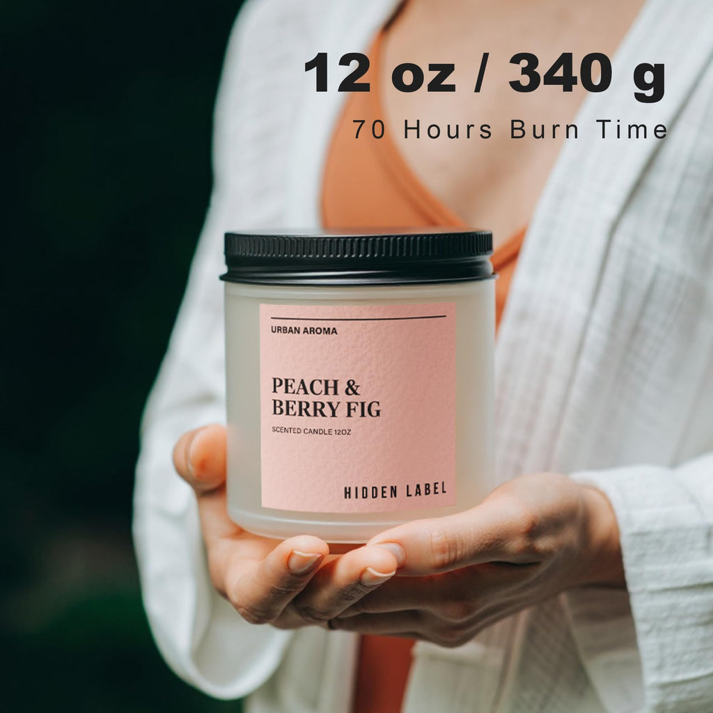 Peach Berry Fig Soy Candle, 12oz 2-Wick, 70H Fruity Warmth