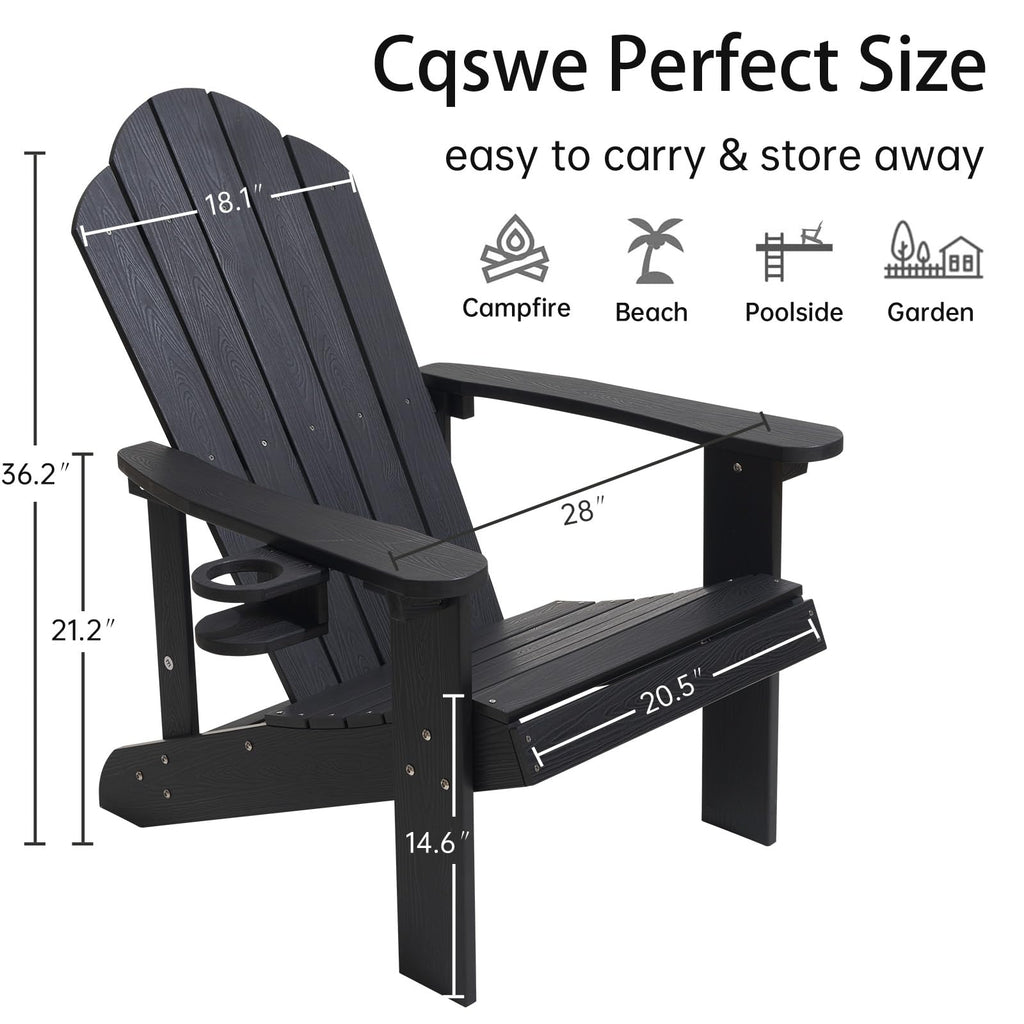 Adirondack Chair, All-Weather Can Used Patio Chair with Cup Holder, Sturdy Outdoor Lawn Chair, Low Maintenance Surface
