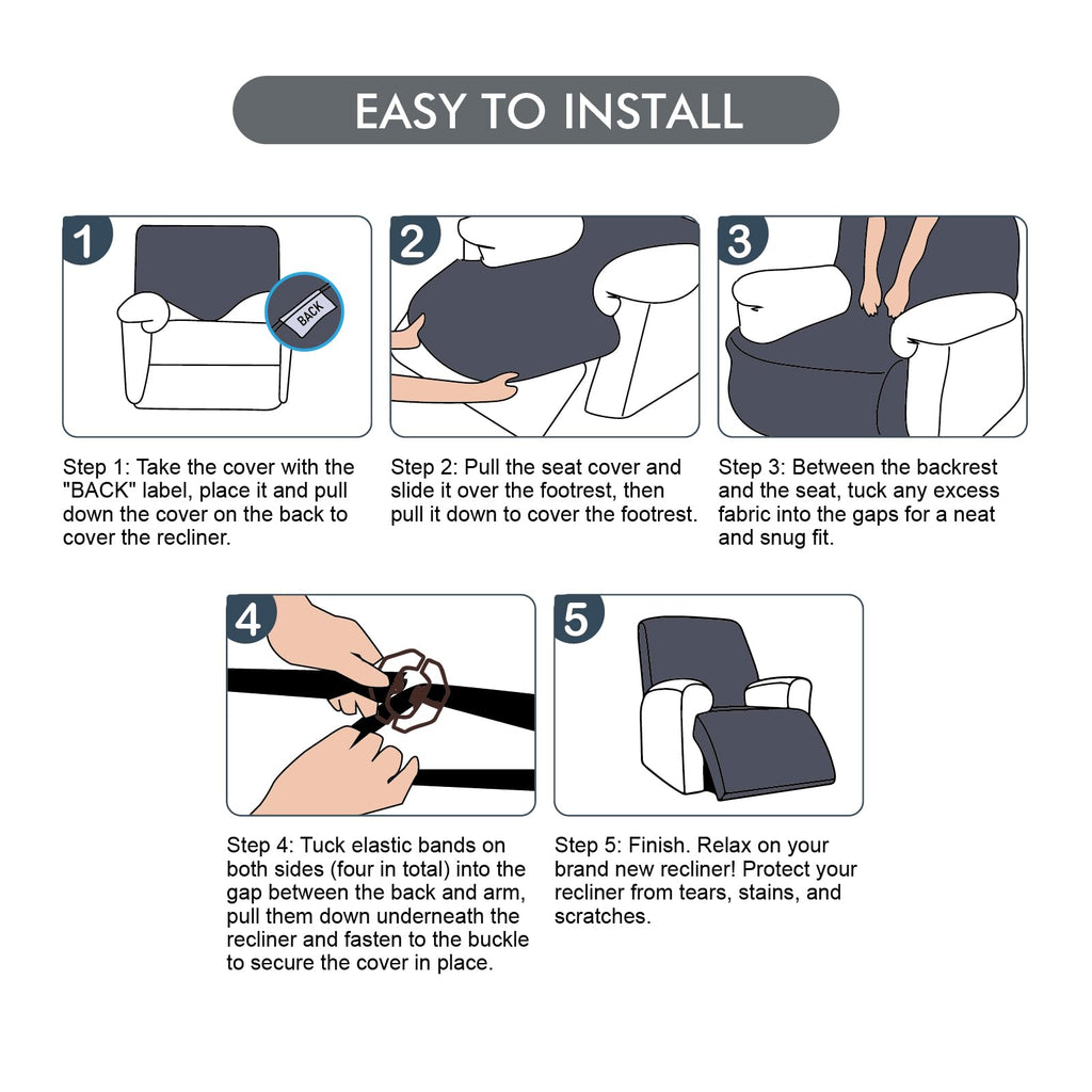 Waterproof Recliner Chair Cover Stretch Sofa Slipcover 1 Seater-XL