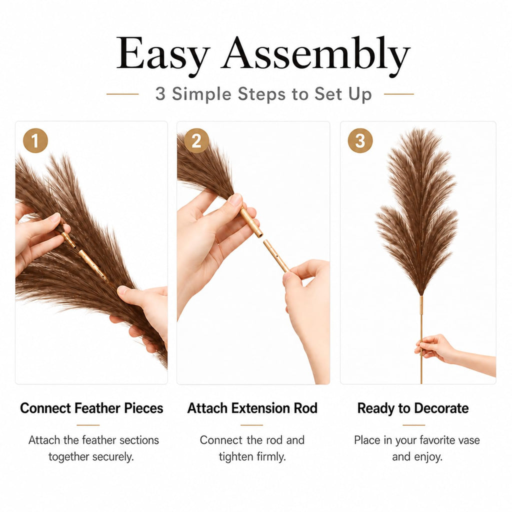9 PCS 45" Artificial Pampas Grass Dark Brown & Beige & Brown