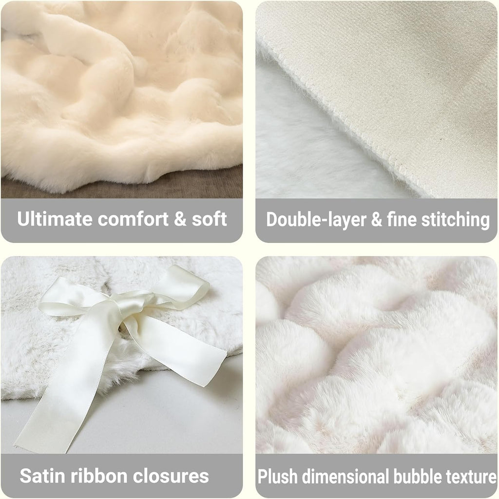 48 inch Large White Christmas Tree Skirt Faux Fur Tree Skirts