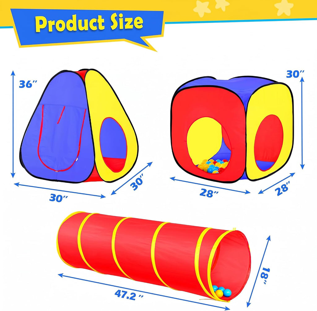Kids Play Tent with Ball Pit and Crawl Tunnel Toddlers Playhouse Gift Toy