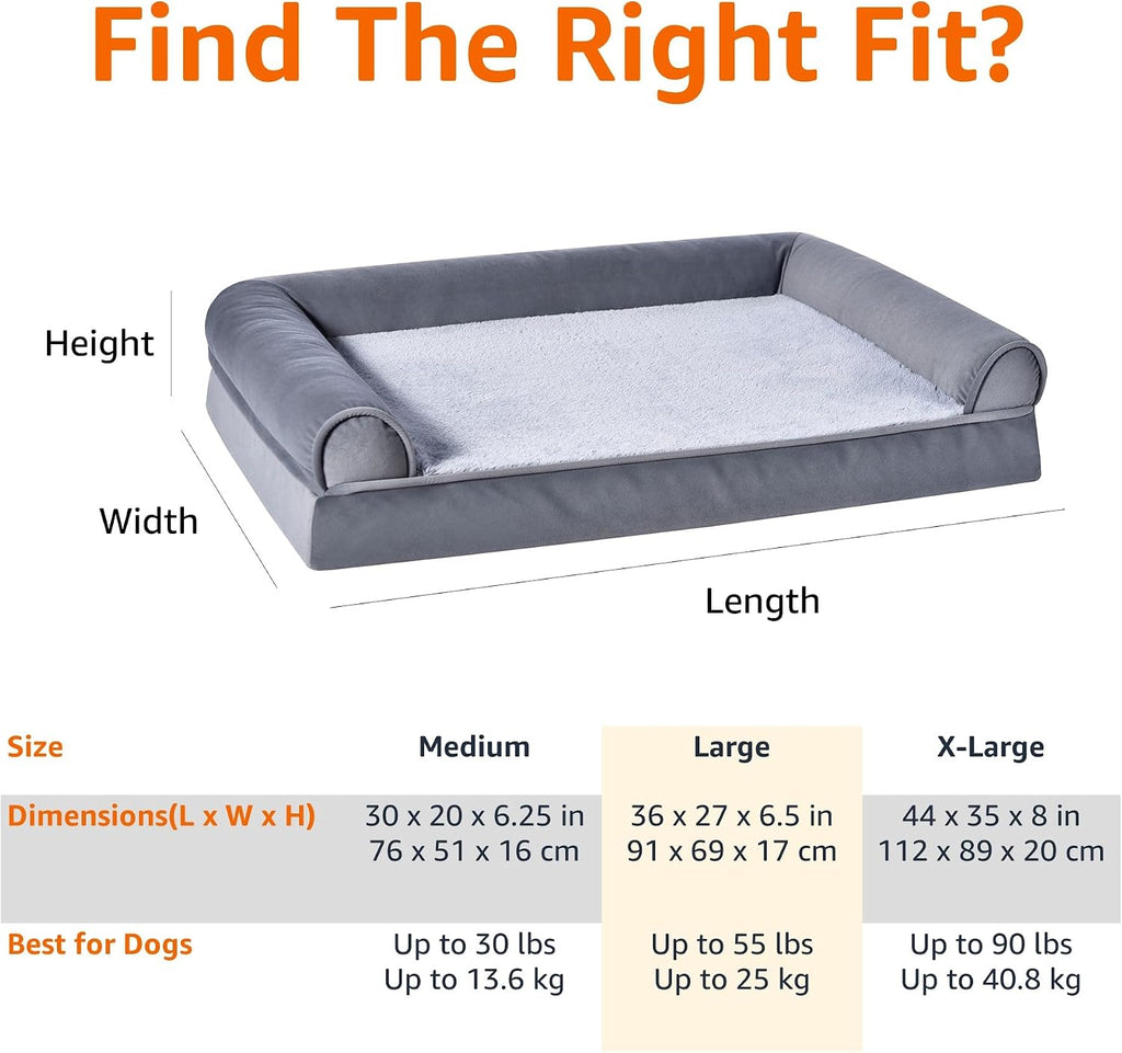 Living Room Couch Dog Bed with Premium Foam, Non-Slip Bottom, Removable Washable Cover, Pressure-Relief Support