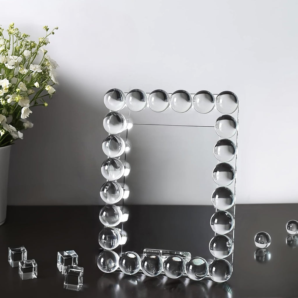 5x7 Clear Bubble Crystal Picture Frame, with 24 Clear Balls, Crystal Standing Photo Frame, Exquisite Desk Craft, Vertical