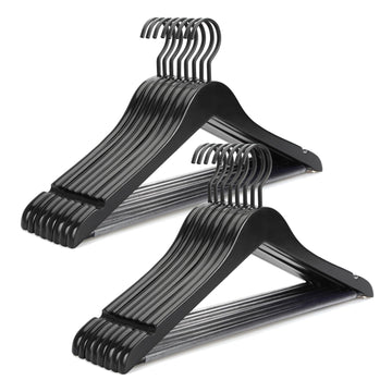 Premium Wooden Hangers, Luxury Boutique Wood Hangers with Extra Thick Hook and Non Slip Pants Bar, Heavy Duty Coat