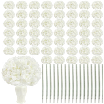 White Artificial Silk Hydrangeas Bulk 104 PCS