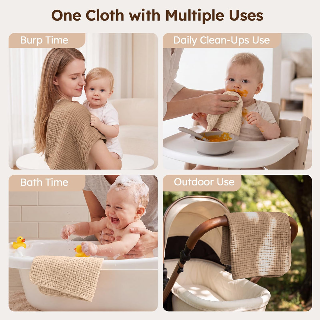 Muslin Baby Burp Cloths, Absorbent Brup Rags 6 Pack Set for Baby