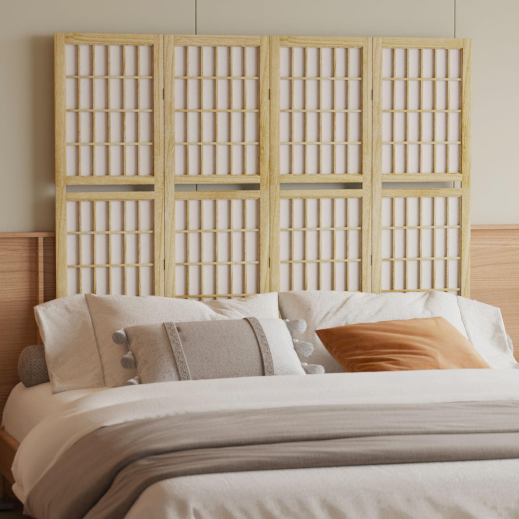 Room Divider with Shelves, 66.9-Inch Tall Japanese Shoji Style Wood Screen with Double Hinges Bedroom Hotel