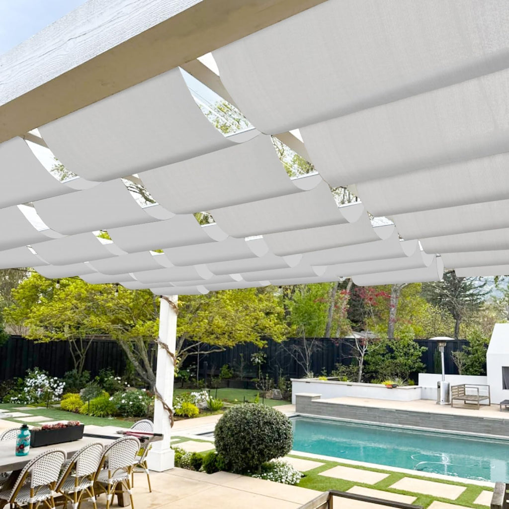 3' x 12' Waterproof Pergola Shade Cover Retractable Sun Shades Outdoor Patio Pergolas Canopy Replacement Pergola Kit