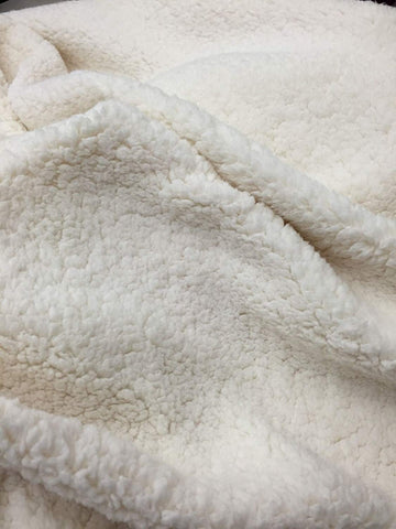 Minky Sherpa Faux Fur Fabric 60" Wide Sold by The Continuous Yard (Ivory) - for Lux Cozy Blankets, Coats, Jackets