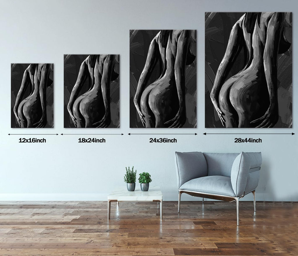 Erotic Woman Buttock Canvas Wall Art Black and White Hot Girl Nude Body Poster Wall Decor Abstract Sexy Female Naked