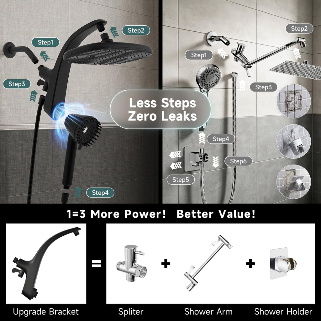 Shower Head with Handheld, High Pressure Showerhead, Black 1.75 GPM