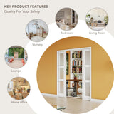 32 in. x 80 in. Sliding Pocket Door, 3-Lite Frosted Glass Interior Door with Frame and Hardware Kit 