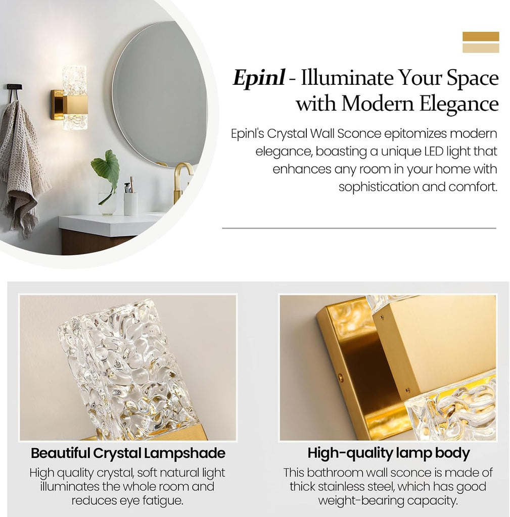 Gold Sconces Wall Lighting - Crystal Wall Sconces Set of Two Modern Bathroom Vanity Light Fixtures Hardwire Modern