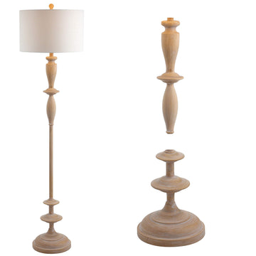 Aldrin Floor Lamp 63.5" Traditional Resin, Brown Wood Finish