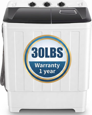 Portable Washing Machine 30Lbs Capacity Washer and Dryer Combo 2 In 1 Compact Twin Tub Laundry Washer (19Lbs) & Spinner (11Lbs) with Built-in Drain Pump, Time Control, for Apartment Dorms RV