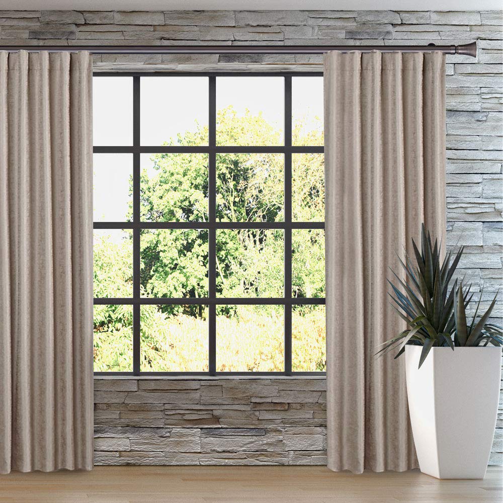 Tekno 40 Tama 1.5 Inch Diameter Single Traverse Window Curtain Rod Set, 120 Inch, Sienna