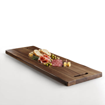 36" Large Acacia Wood Charcuterie Board with Handles (Walnut Color)