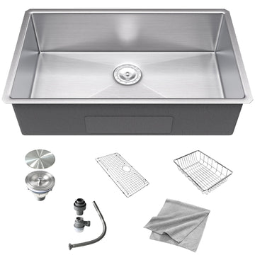 33 Inch Undermount Stainless Steel, 16 Gauge 304 Workstation Sink Deep Large Capacity Easy Clean Sink, 33 x 19 x 9 Inch